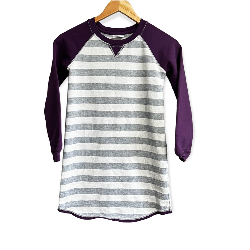 Hanna Andersson Long Sleeve Crew Neck Striped Sweater Dress Size 140